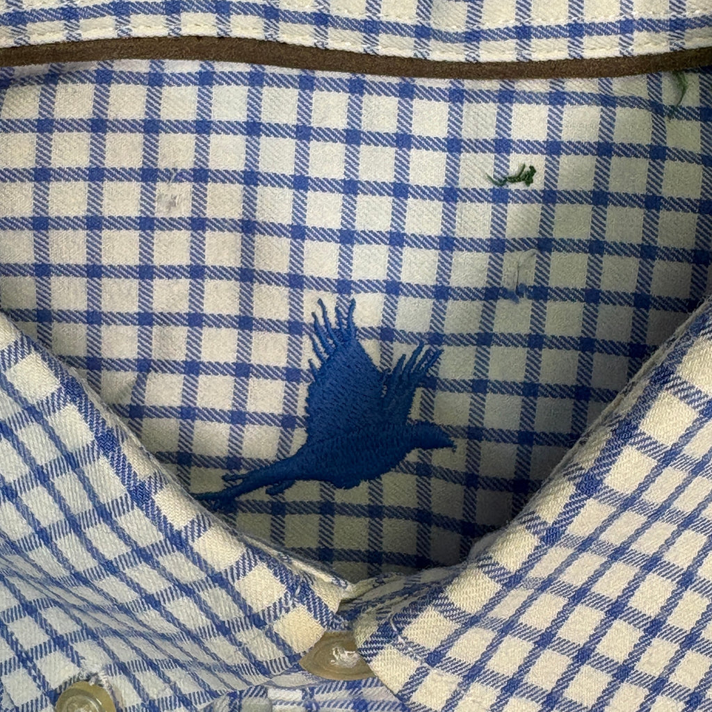 Orvis Country Hill Button Down Shirt Mens XL Blue Check Cotton LS Collar