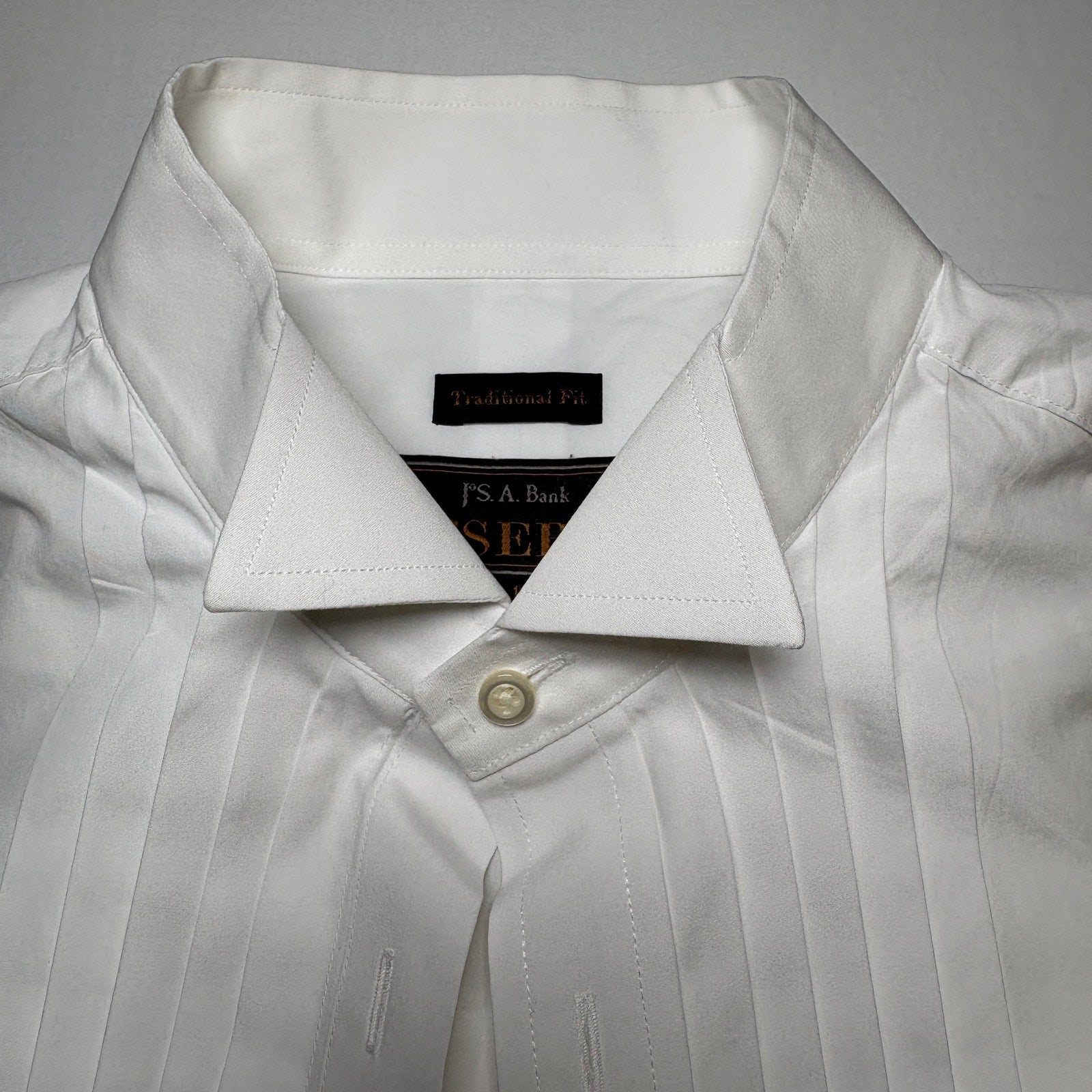 Jos A Bank Reserve Tuxedo Shirt Mens 16 35 White Pleated Egyptian Cotton