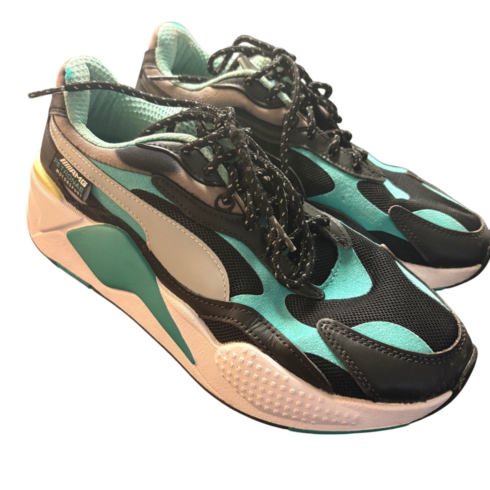 Puma RS-X AMG Petronas Mens 8 Black Teal Running Sneakers