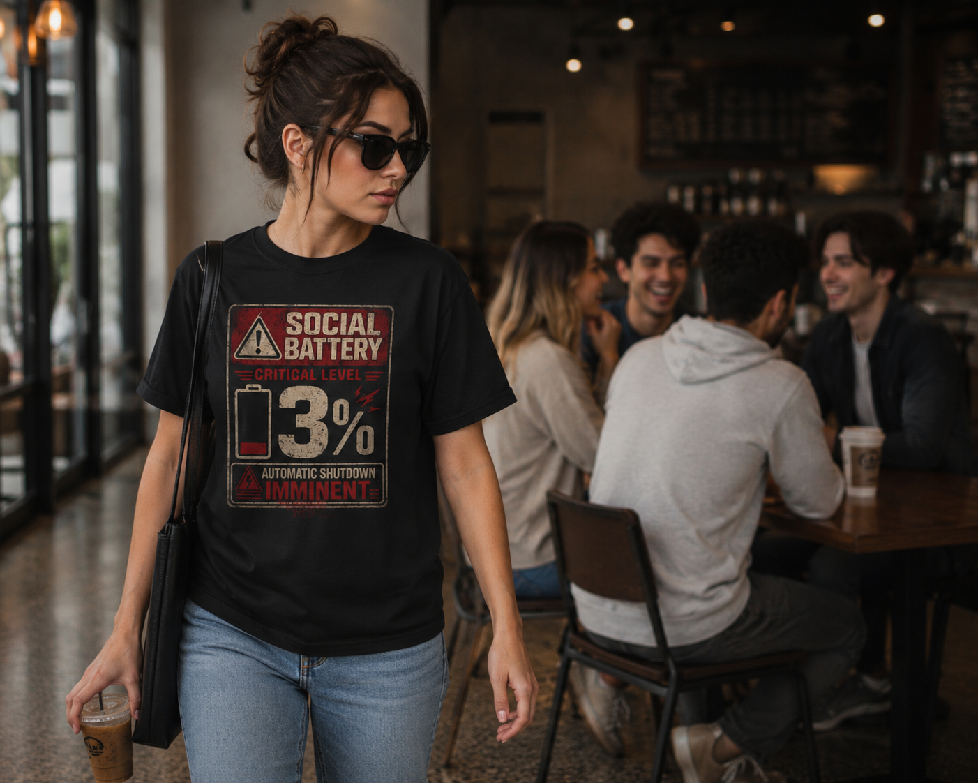 Social Battary | Introvert Warning Shirt | Funny Introvert Quote T-shirt