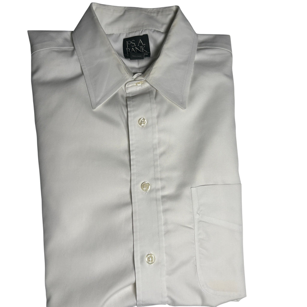 Jos A Bank Traveler Dress Shirt Mens L 16.5 35 White Cotton Button Up