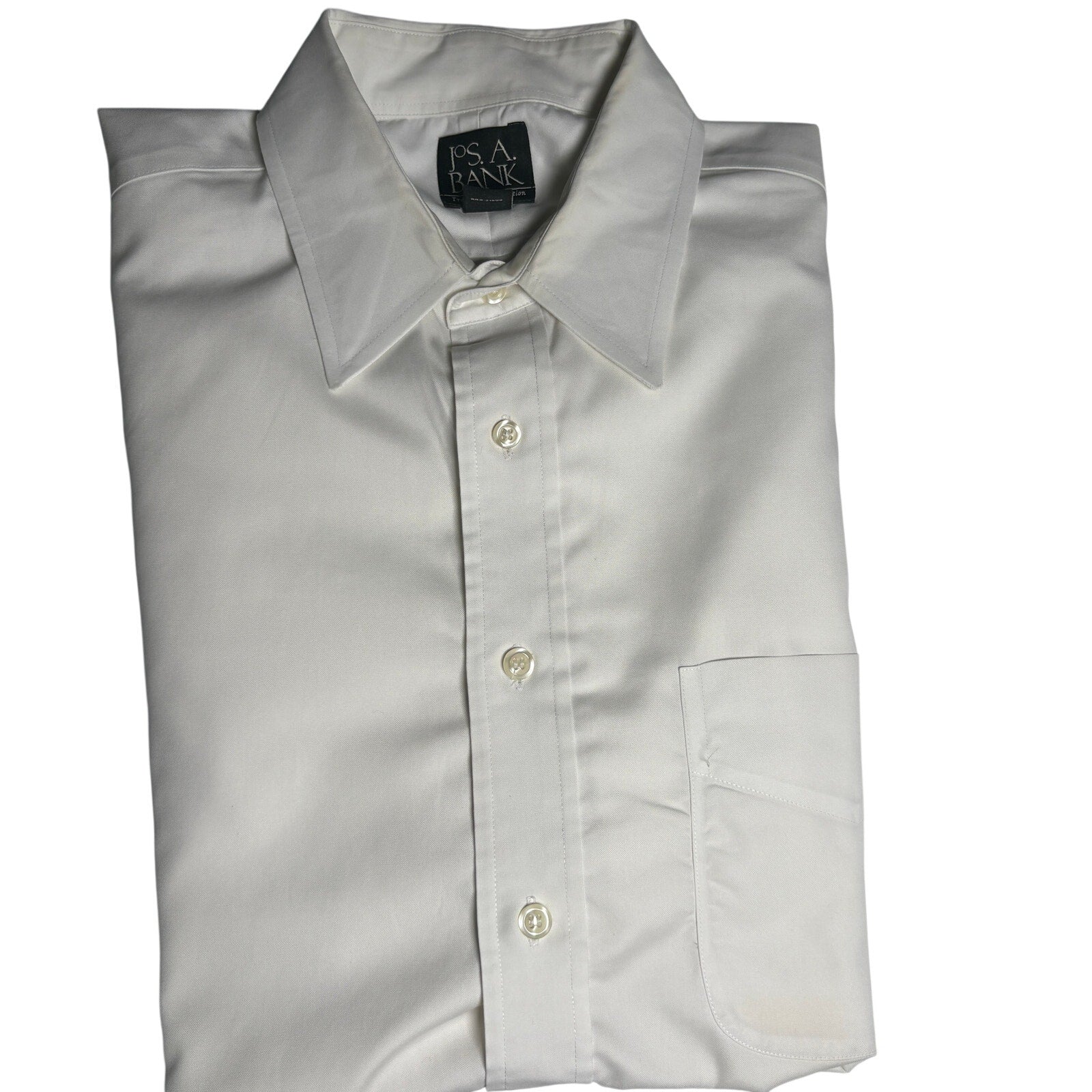 Jos A Bank Traveler Dress Shirt Mens L 16.5 35 White Cotton Button Up