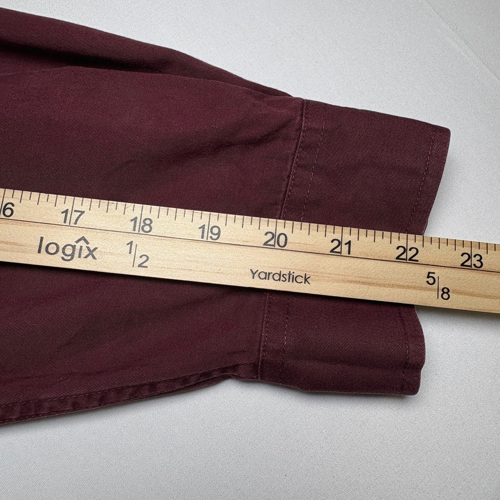 Dockers Button Up Shirt Mens XL Maroon Red Cotton LS Classic Fit Shirt