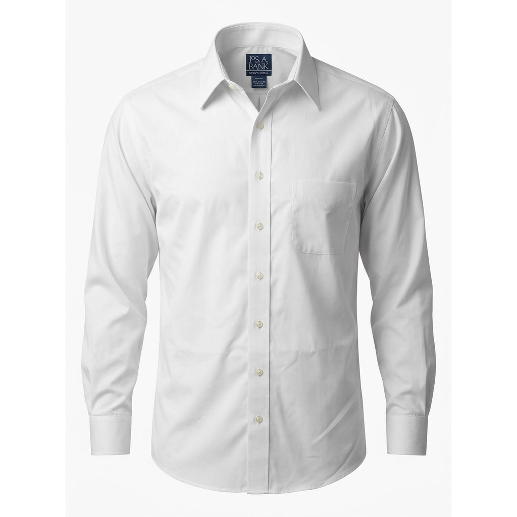 Jos A Bank Stays Cool Dress Shirt Mens 16.5 35 White Cotton LS