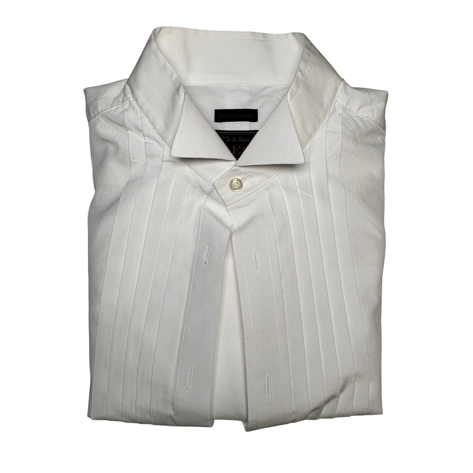 Jos A Bank Reserve Tuxedo Shirt Mens 16 35 White Pleated Egyptian Cotton