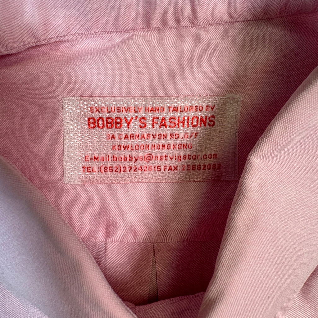 Bobby’s Fashions Button Down Dress Shirt Mens Pink LS Custom Tailored Hong Kong