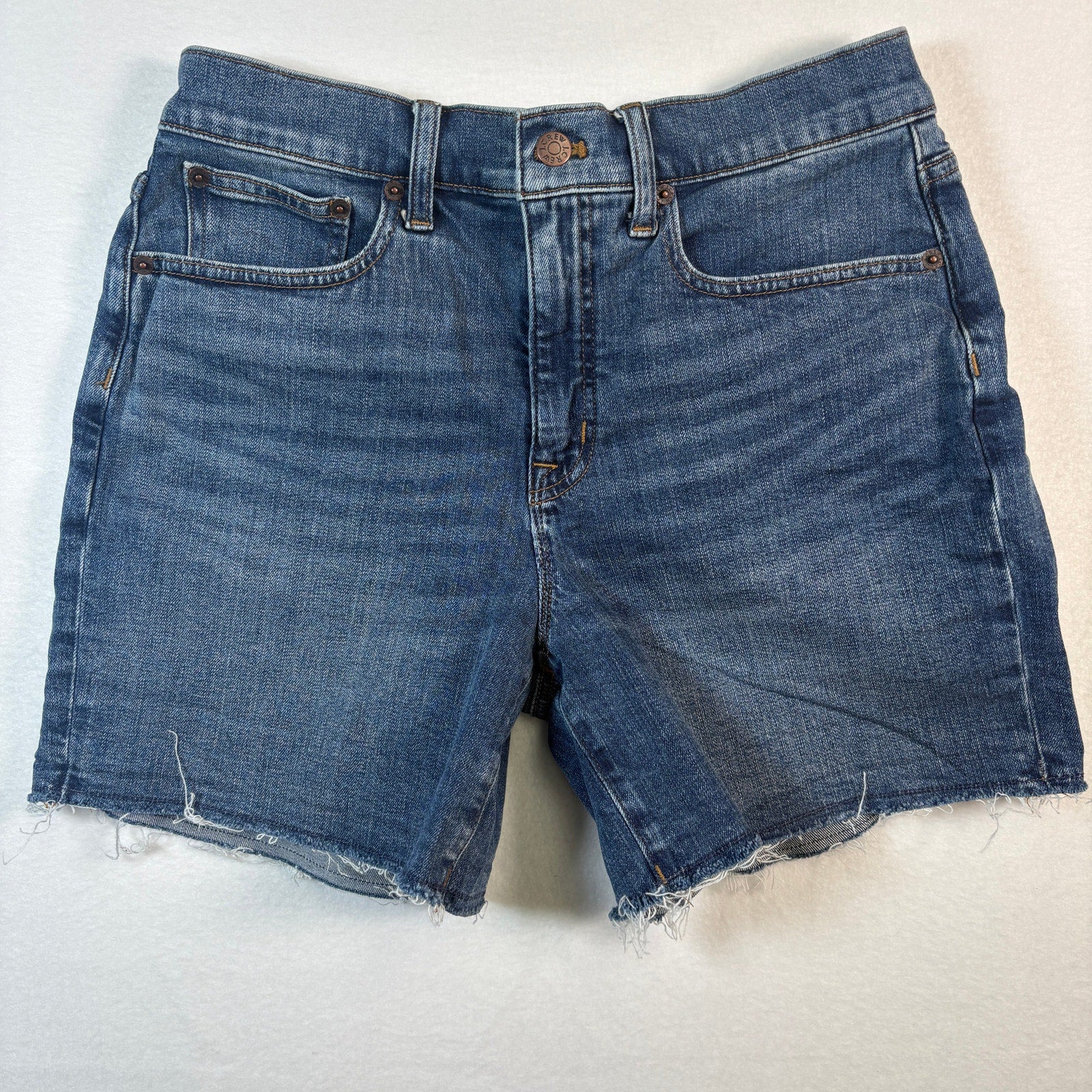 J.Crew Denim Shorts Womens 27 Blue Raw Hem Mid Rise Jean Shorts