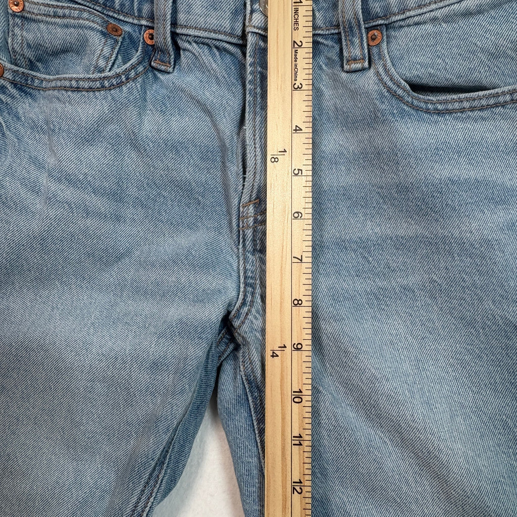 American Eagle Womens 27 Distressed Raw Hem Cropped Stretch Denim Light Wash
