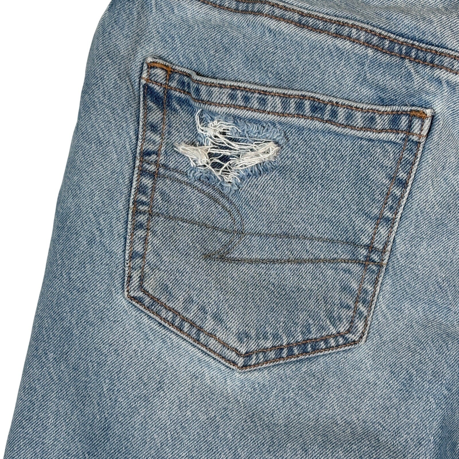 American Eagle Womens 27 Distressed Raw Hem Cropped Stretch Denim Light Wash
