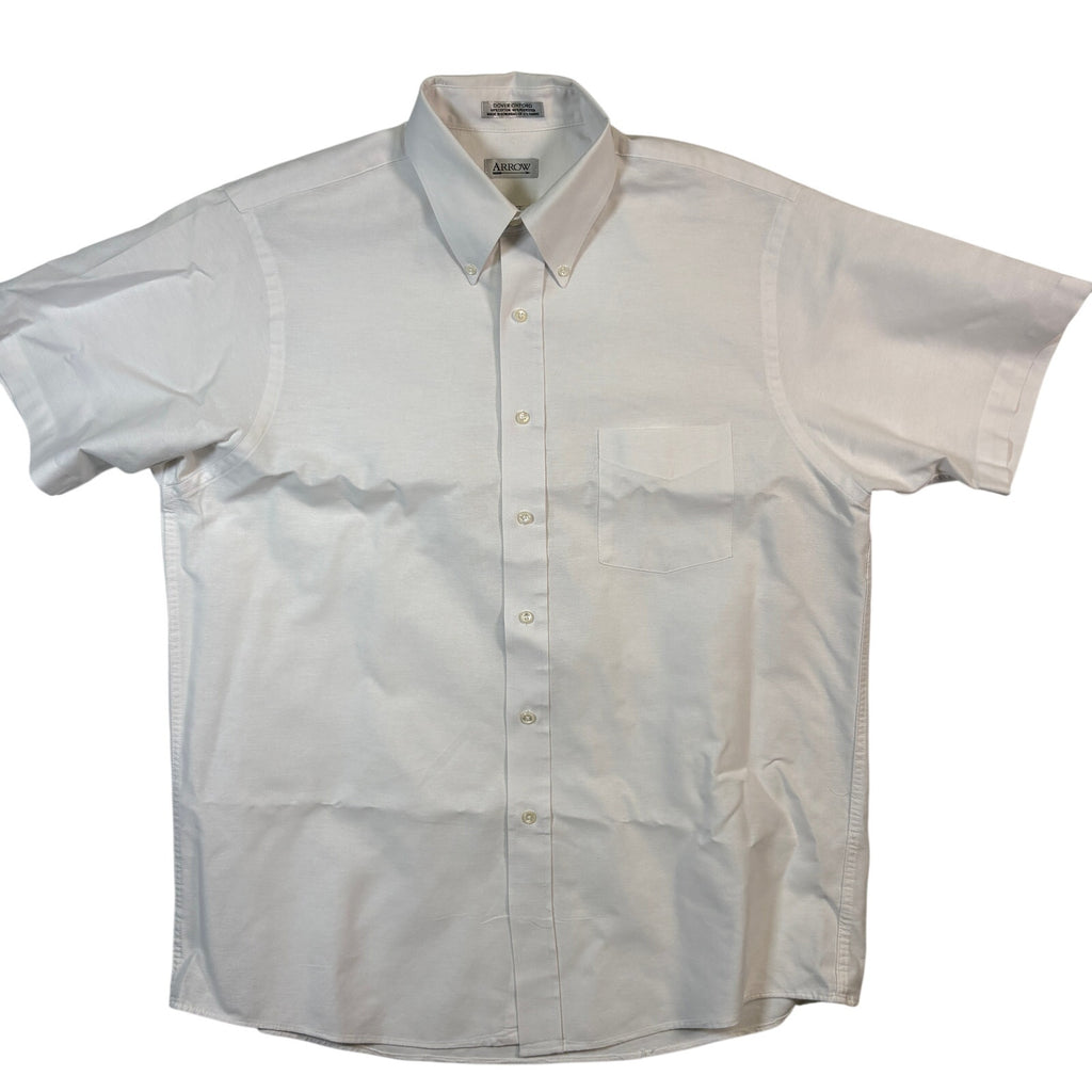 Arrow Dover Oxford White Button Down Shirt Mens 17 Cotton Blend USA