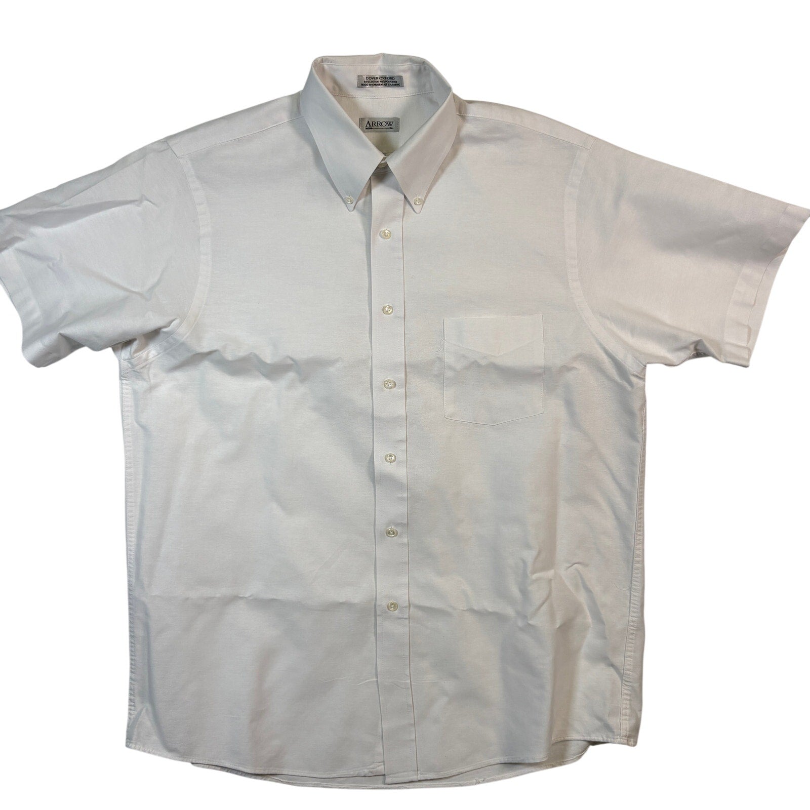Arrow Dover Oxford White Button Down Shirt Mens 17 Cotton Blend USA