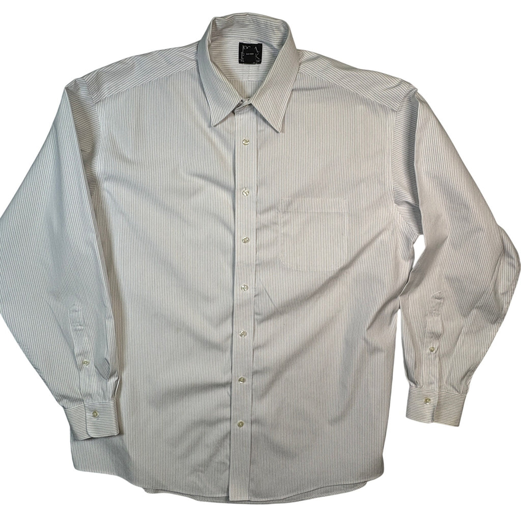 Jos A Bank Traveler’s Collection Dress Shirt 16.5 35 White Blue Stripe Button up