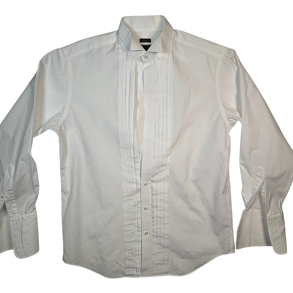 Jos A Bank Reserve Tuxedo Shirt Mens 16 35 White Pleated Egyptian Cotton
