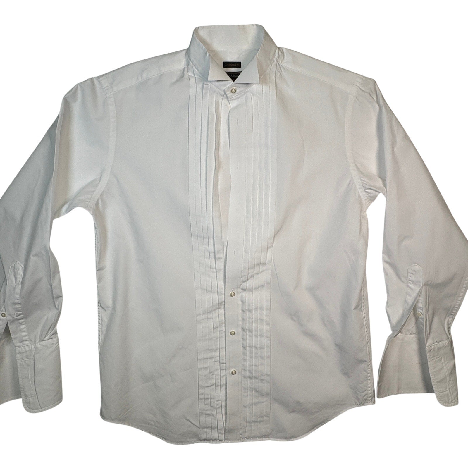 Jos A Bank Reserve Tuxedo Shirt Mens 16 35 White Pleated Egyptian Cotton