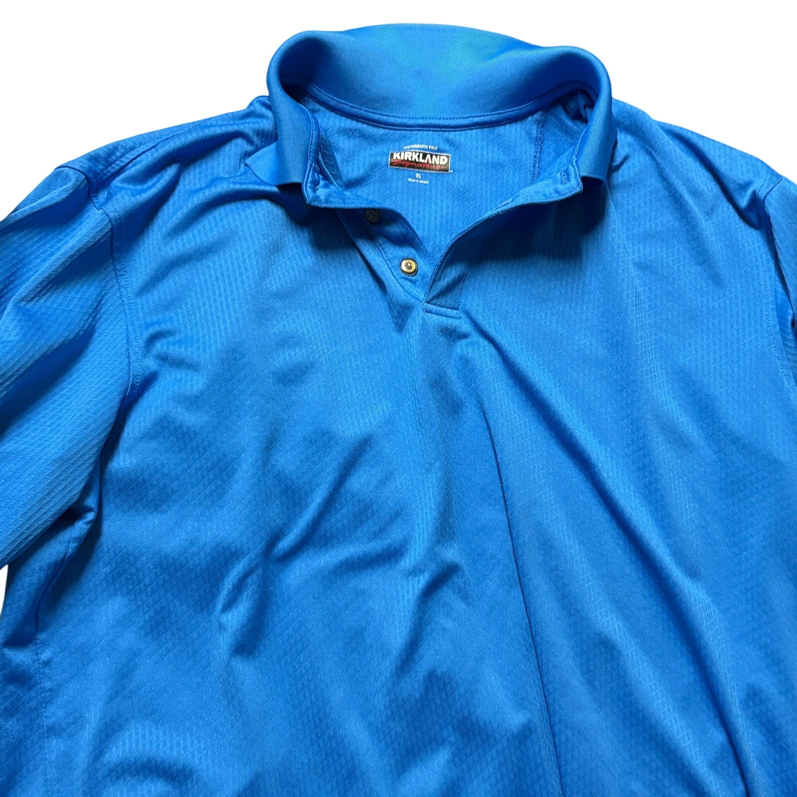 Kirkland Performance Polo Shirt Mens XL Blue Stretch Golf Casual LS