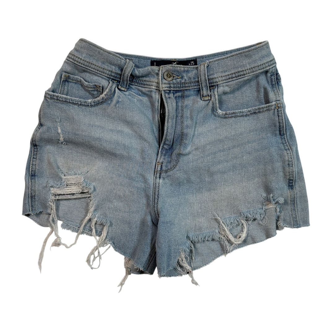 Hollister High Rise Vintage Short 4 Light Wash Distressed Denim Shorts Womens W25