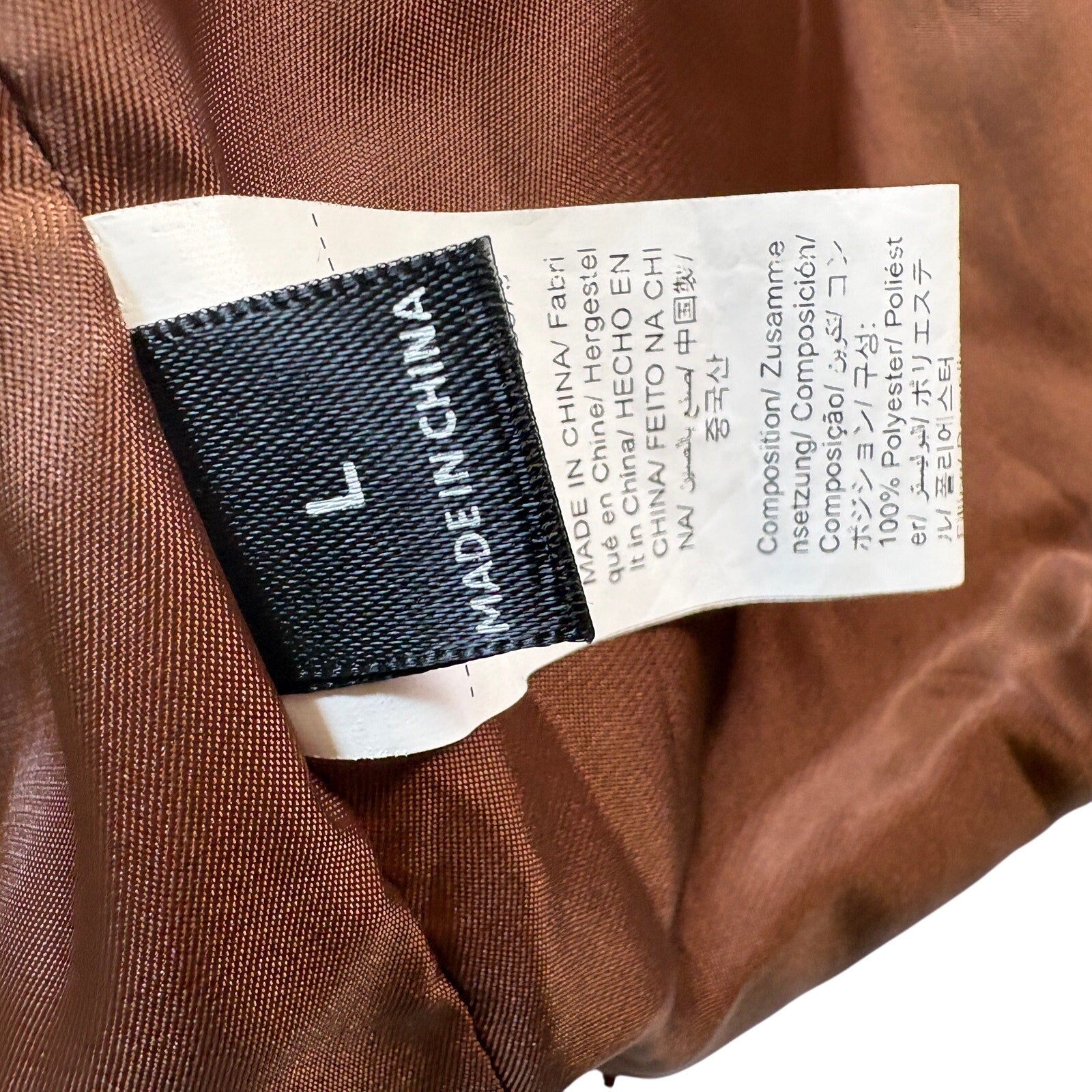 Brown Puffer Vest Womens Large Cropped Zip Up Quilted Sleeveless