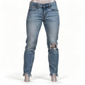 American Eagle Womens 27 Distressed Raw Hem Cropped Stretch Denim Light Wash