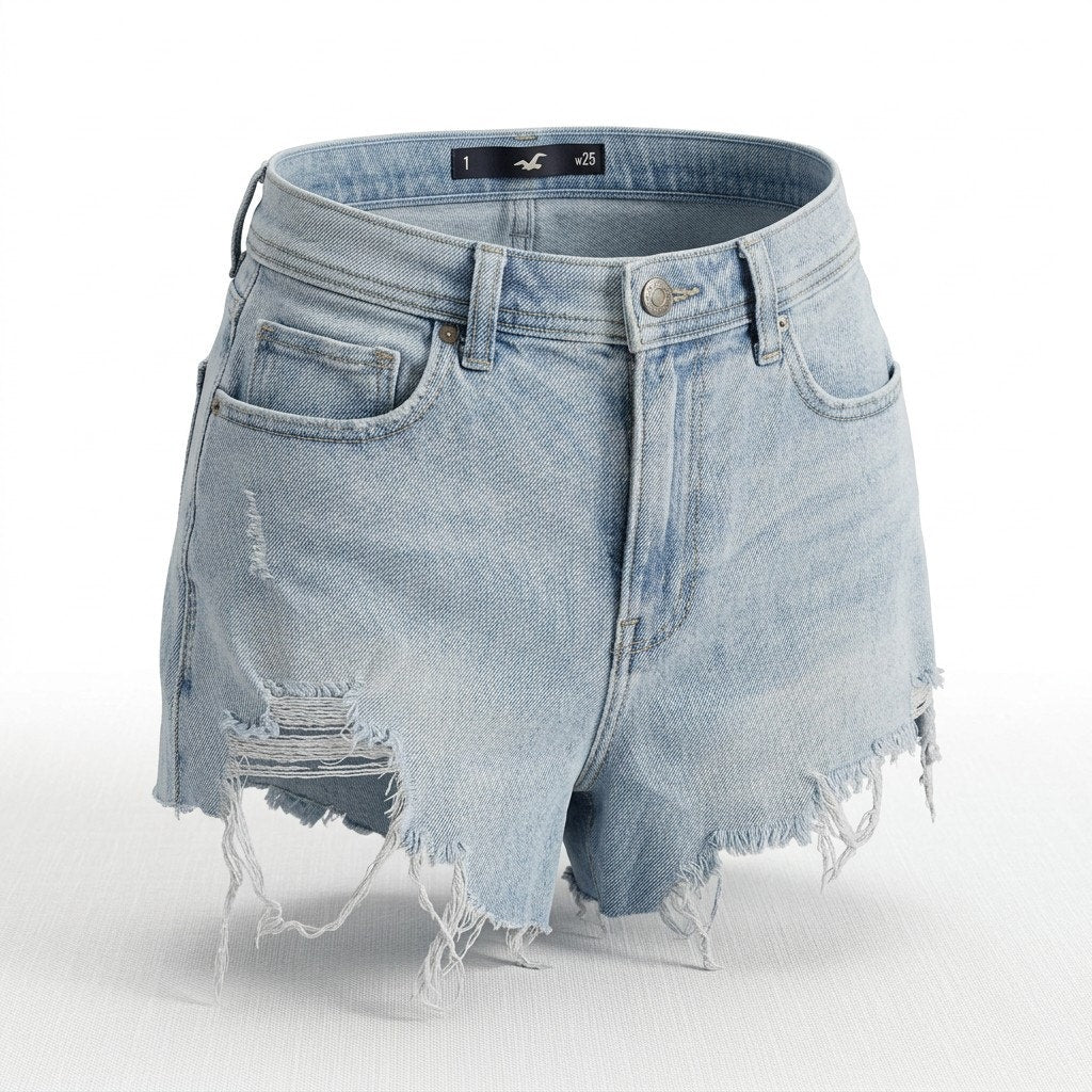 Hollister High Rise Vintage Short 4 Light Wash Distressed Denim Shorts Womens W25