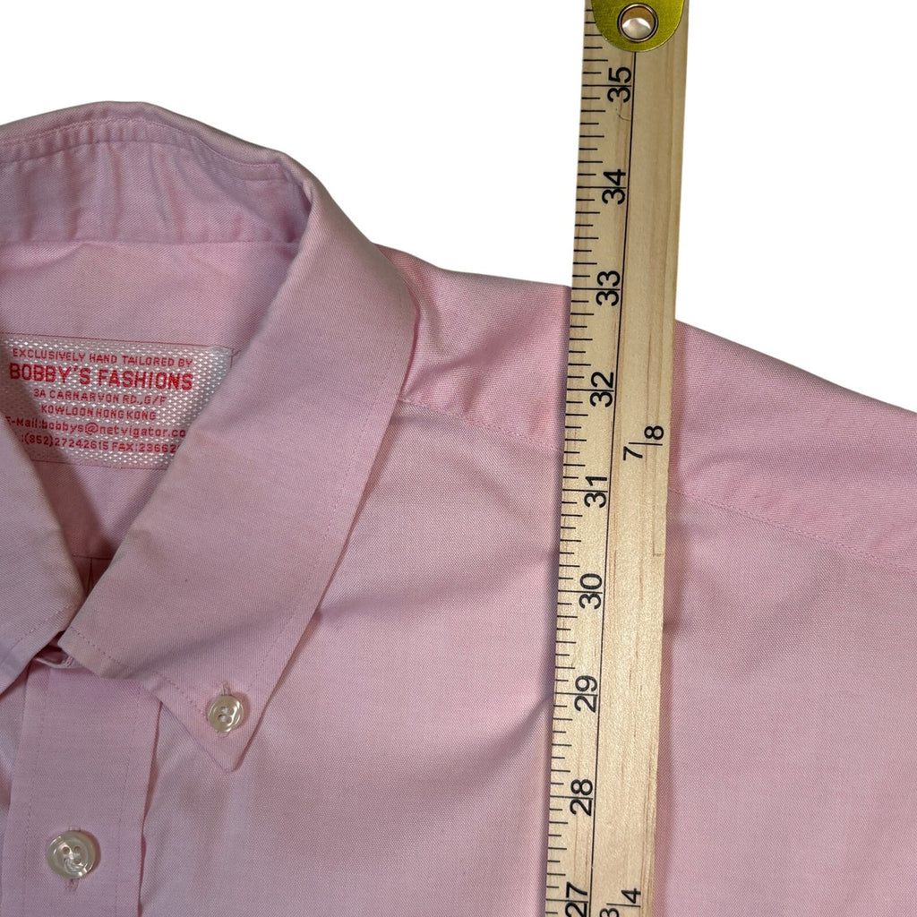 Bobby’s Fashions Button Down Dress Shirt Mens Pink LS Custom Tailored Hong Kong