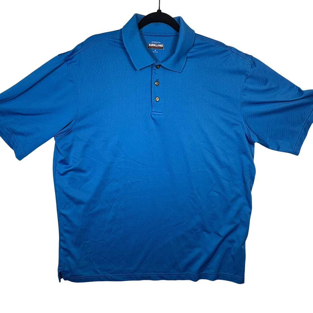 Kirkland Performance Polo Shirt Mens XL Blue Stretch Golf Casual LS