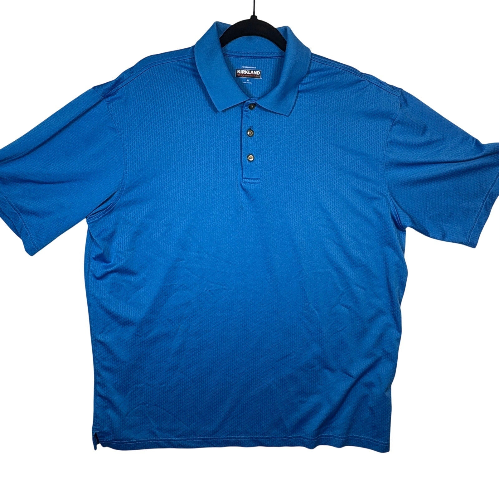 Kirkland Performance Polo Shirt Mens XL Blue Stretch Golf Casual LS
