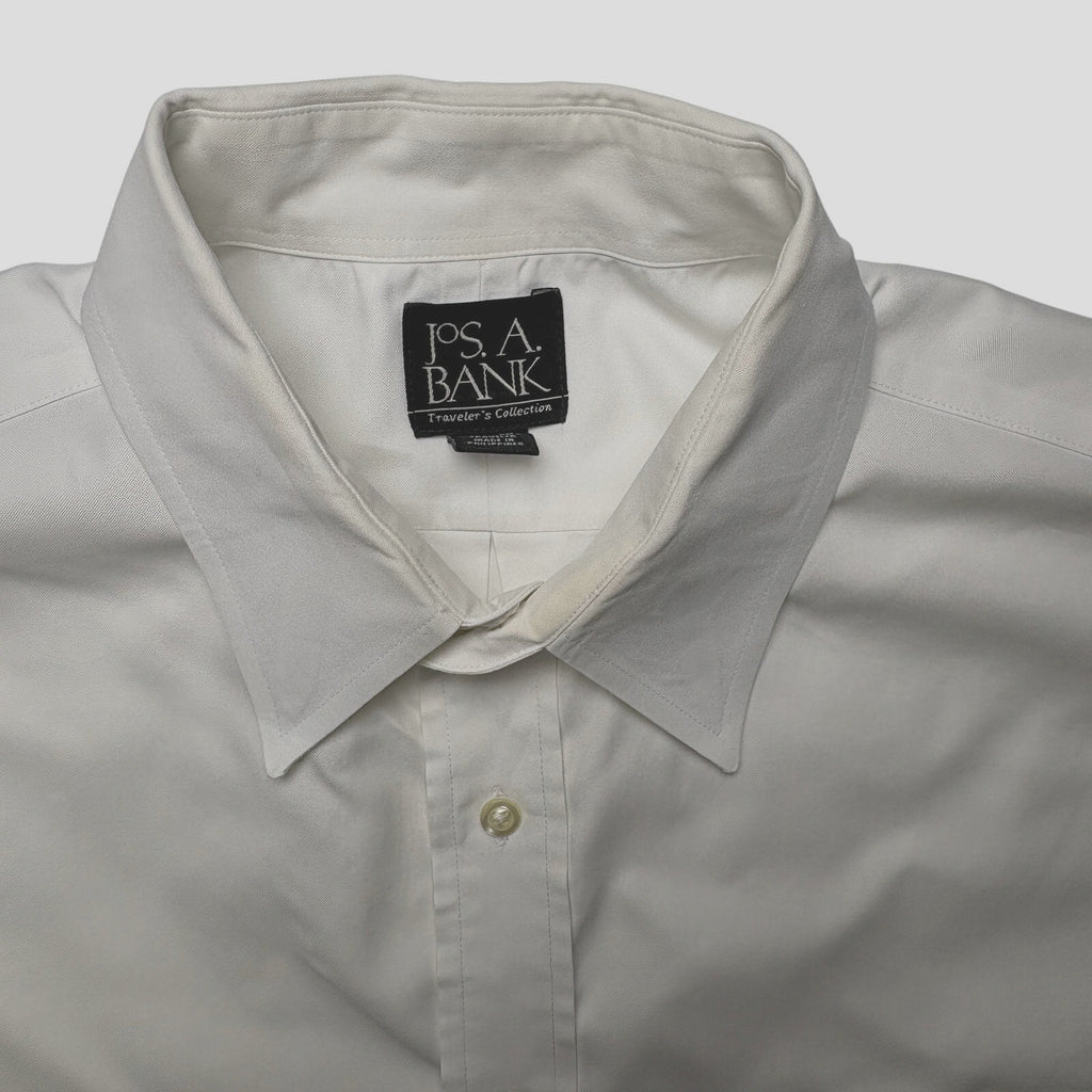Jos A Bank Traveler Dress Shirt Mens L 16.5 35 White Cotton Button Up