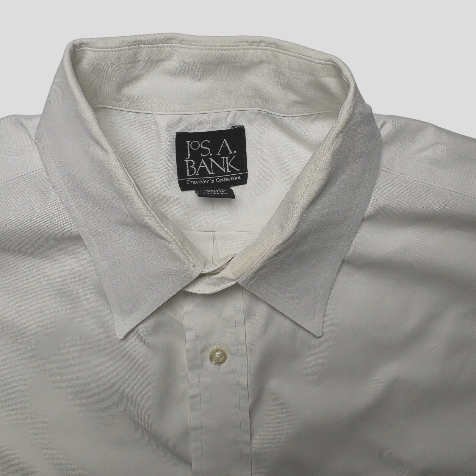 Jos A Bank Traveler Dress Shirt Mens L 16.5 35 White Cotton Button Up